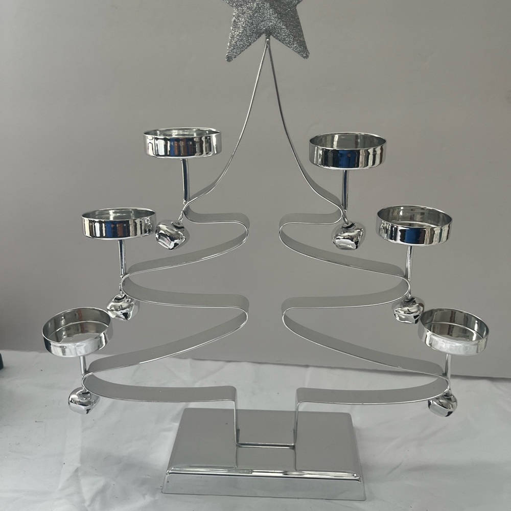 Silver Christmas Tree Candle Holder